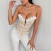 New Embroidered Patchwork Handmade Flower Camisole, Sexy Lace Trim Strapless Boning Vest For Export._ecoleips.com