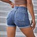 2025s New Fashion Trendy Ripped Denim Shorts For Women High Waist Design Personality Versatile Cuffed Hem Jeans_ecoleips.com