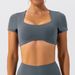 Women's Clothing New Yoga Wear Short Sleeved Women's Navel Baring Running Sports Tops Women's Quick Drying Naked Fitness Short Sleeved T Shirts_ecoleips.com