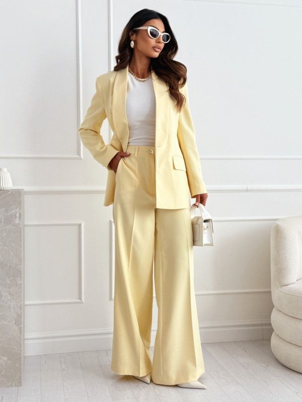 Women's Clothing 2025 Commuter Casual Wide Leg Suit Set_ecoleips.com