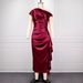 Burgundy High-Waisted Satin Ruffle One-Shoulder Bodycon Dress Slimming Waist Cinching For Banquets And Parties Women's Clothing_ecoleips.com