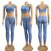 Aria Basics Aria Basics Y9006 European And American Cross-border Women's Clothing Summer New Letter Print Fashion Yoga Sports Casual Two-piece_ecoleips.com