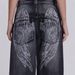 Women's Clothing Washed Old Gradient Wings Printing Retro New Loose Wide Leg Denim_ecoleips.com