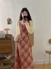 plus Size Vintage Strap Dress Women's Summer Pear Shaped Drapey Skirt Fat MM Slim A Line Skirt Korean Style Hollow Out Waist ..._ecoleips.com
