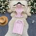 Women's Rhinestone Halter Neck Vest And Bodycon Skirt Two Piece Set Slim Fit Summer Sexy Temperament Cross Border Knit Suit_ecoleips.com