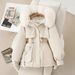 2027 Winter Fashion Parkas Women Drawstring Waist Slim Fit Fur Keep Warm Zipper Hooded Integrated Cotton-Padded Jacket M-3XL_ecoleips.com