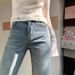 Light Colored Micro Flared Jeans For Women In Autumn, New American Style High Waisted, Loose And Wide Slimming Straight_ecoleips.com