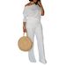 Women's Clothing Autumn Fashion Style Solid Color Slant Collar Top Wide Leg Pants Suit_ecoleips.com