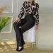 Women's Casual Printed Suit Stand Collar Long-Sleeved Shirt Top Wide-Leg Pants Two-Piece Set_ecoleips.com