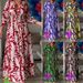 Women's Bohemian Ethnic Style Printed Dress Long Sleeved V Neck Commuter Dress Clothing_ecoleips.com