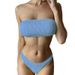 Verve 2024 New Women's Swimsuit Solid Color Snakelike Fabric Strapless High Waist Sexy Bikini_ecoleips.com