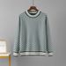 Women's Houndstooth Knitwear Long Sleeve Crew Neck Sweater Autumn Winter Fashion British Style Top Base Layer_ecoleips.com