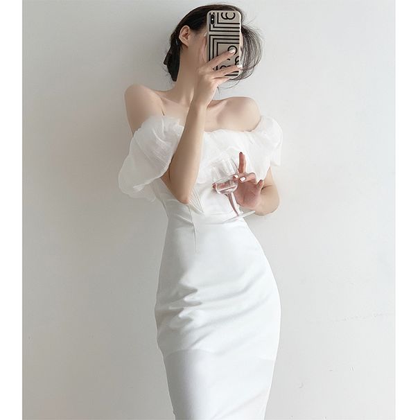 Women's Off-The-Shoulder Sleeveless Dress Unique Alluring Design for Parties And Banquets Spring/Autumn Summer Regular Size_ecoleips.com