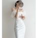 Women's Off-The-Shoulder Sleeveless Dress Unique Alluring Design for Parties And Banquets Spring/Autumn Summer Regular Size_ecoleips.com
