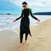 Muslim Swimsuit Women's Beach Sun Protection Long Sleeve Midi Skirt Two-Piece Set_ecoleips.com