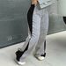 AC642 Spring European And American Cross-Border Women's New Elastic Waist Color-Block Versatile Straight Wide-Leg_ecoleips.com