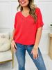 European And American Summer Multi-color V-neck Ribbed T-shirt, Casual Loose Short-sleeve Top For Petite Women,_ecoleips.com