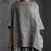 2026 Summer New Top Crew Neck Cotton And Linen Style Solid Color Loose Women's T-shirt_ecoleips.com