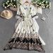 Women's Clothing Ethnic Retro Printed V Neck Short Sleeved Dress For Women In Summer With Drawstring Waist And Slimming Irregular Long Skirt_ecoleips.com