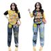 Women's Graphic Print Short Sleeve Top With Wide-Leg Pants Set, Summer Casual Two-Piece Outfit For Street Style And Daily Wear_ecoleips.com