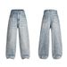 Women's Clothing High Street Washed Loose Wide Leg Pattern Wide Leg Printed Jeans Straight Trousers For Men_ecoleips.com