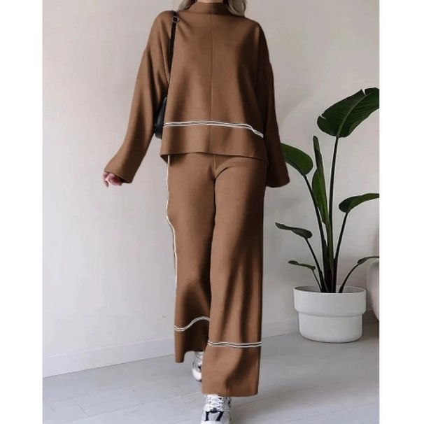 Women's Clothing Solid Color Casual Tops Loose And Comfortable Design Slightly Flared Trousers Suit For Women_ecoleips.com
