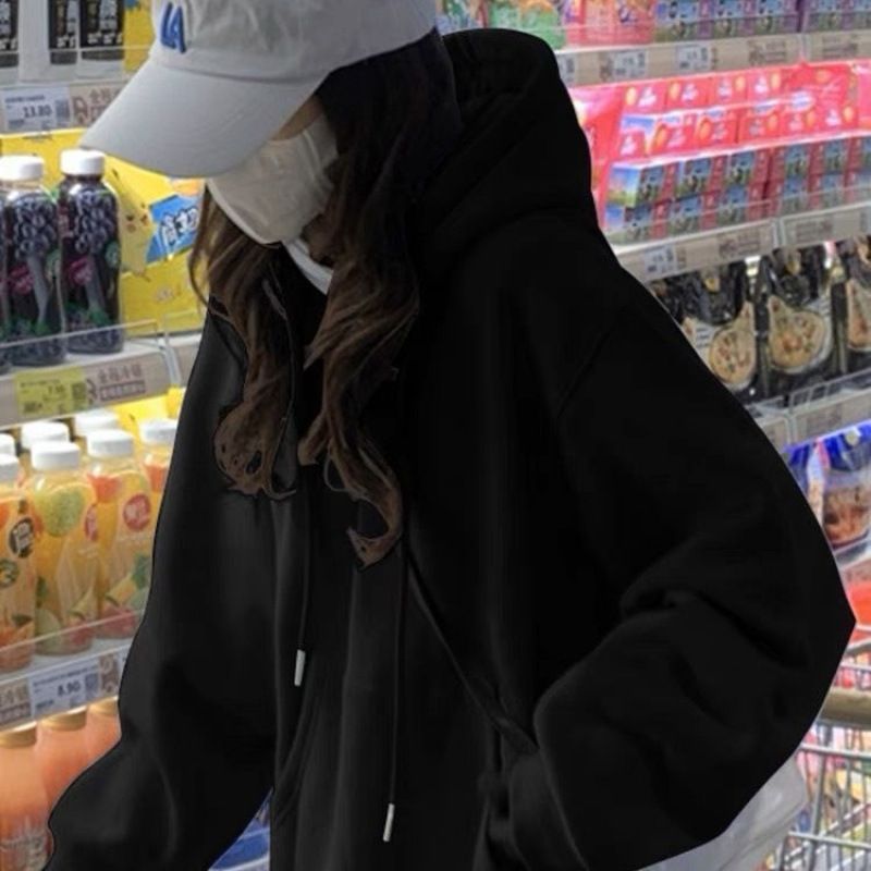 Soft Blue Fleece-lined Thick Hooded Sweatshirt For Women, High-end, Casual And Loose, 2025 Spring, Autumn, Winter Top_ecoleips.com