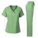 Women's Clothing Elastic Doctor Work Uniform Short Sleeved Split Suit Beauty Hospital Female Operating Room Washing Clothes_ecoleips.com