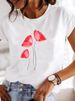 European And American Cross-border Foreign Trade Women's Floral Plant Print Round-neck Short-sleeve T-shirt Top_ecoleips.com