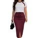 Women's Spring/Summer Two Piece Set Simple Comfortable T-Shirt Paired With High-Waisted Workwear Style Pencil Skirt With Slit_ecoleips.com