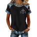 Women's Waffle Print Short Sleeve T-Shirt 3D Digital Print Loose Fit round Neck Casual Tee for Streetwear And Travel_ecoleips.com