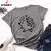100% Cotton Women T-shirts Cute Hedgehog Printed Graphic T Shirts Woman Short Sleeve Tees Top Female Clothing Ladies Tshirt_ecoleips.com