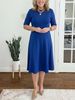 Elegant Women's Slim Fit Round Neck Dress Short Sleeve Spring Summer Solid Color_ecoleips.com