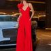 Women's Clothing Fashion Temperament Jumpsuit Three Dimensional Flower Deep V Suspender Jumpsuit_ecoleips.com