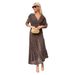 Cross-border 2025 European American Spring/Summer New Bohemian Style V-neck Mesh Oversized Skirt With Long Sleeves And_ecoleips.com