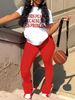 Women's Clothing Fashion Letter Printed T Shirt Trousers Casual Suit_ecoleips.com