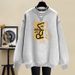 Women's Crew Neck Sweatshirt Pure Cotton Fleece Lined Thickened Casual Loose Fit Pullover Top for Spring Autumn Winter_ecoleips.com