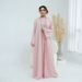 Voya Lightweight Nida Fabric 2-Piece Abaya Set - Flowy Pink Open Robe & Slim Inner Dress - Breathable Modest Wear With Lace Trim For Daily, Prayer & Eid_ecoleips.com