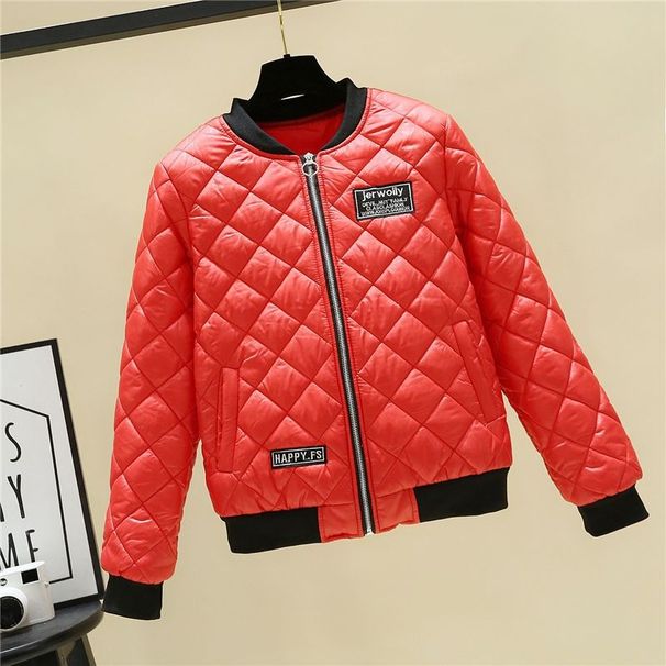 Women's Lightweight Quilted Bomber Jacket - Short Puffer Coat With Stand Collar, Thickened Slim-Fit Winter Outerwear For Casual & Street Style_ecoleips.com