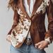 Faux Suede Print Long Sleeve Blazer Jacket - Single Button Casual Coat For Women, Elegant & Stylish_ecoleips.com