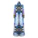 Middle Eastern Cross-border Muslim Women's Long D, High-end Printed Loose-fitting Tie-neck Over-the-knee Plus-size_ecoleips.com