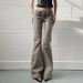 American-style Design Pocket Slim-fit Flared Jeans For Women, Trendy Street Fashion Retro Low-waist Casual Pants_ecoleips.com
