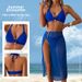 Women's European American Style Three Piece Swimsuit Sexy Bikini Skirt Halter Neck Two Piece Swimwear For Beach Vacation_ecoleips.com