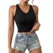 Aria Basics Aria Basics Cross-border European And American Women's Fashion 2026 New Sexy V-neck Slim-fit Ultra-short Sleeveless Hollow-out_ecoleips.com