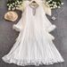 Elegant French Vintage Flared Sleeve Maxi Dress With Rhinestone Embellishments – Chic Fall Staple For Women_ecoleips.com