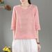 Summer Cotton And Linen Shirt For Women; Embroidered Top With A Retro, Artistic Design; Loose-Fitting Style That Flatter_ecoleips.com