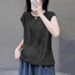 A Retro-Style, Solid-Color Summer Casual Shirt With Round Collar And Short Sleeves; Features A Loose Fit That Makes It V_ecoleips.com