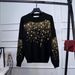 Embroidered Sequin Knit Set – Oversized Sweater & Lounge Pants Two-Piece (S-XXL) | Black & Grey | Boho Streetwear_ecoleips.com