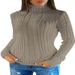 Elegant High Neck Slim Fit Sweater For Women - Soft Acrylic Blend Knitwear, Comfortable & Stylish Pullover Top_ecoleips.com