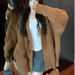 Cozy Cable Knit Cardigan – Soft Polyester-Spandex Blend, Oversized Open Front Sweater For Women, Cream & Khaki (One Size Fits Most)_ecoleips.com